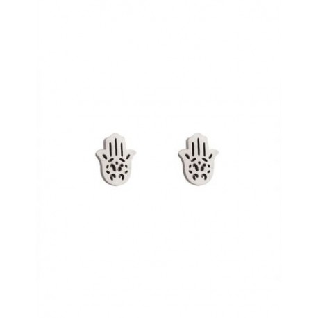 ARETES MANO DE FÁTIMA DE ACERO
